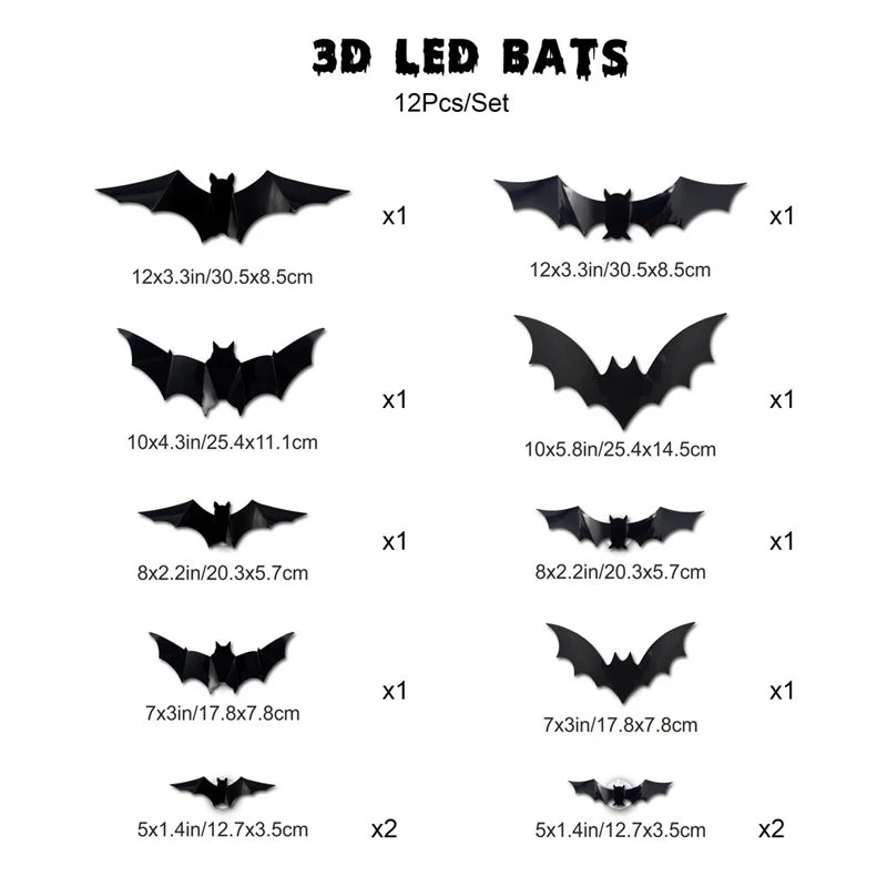 3D Halloween LED Bat Wall Decorations