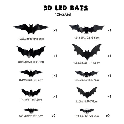 3D Halloween LED Bat Wall Decorations