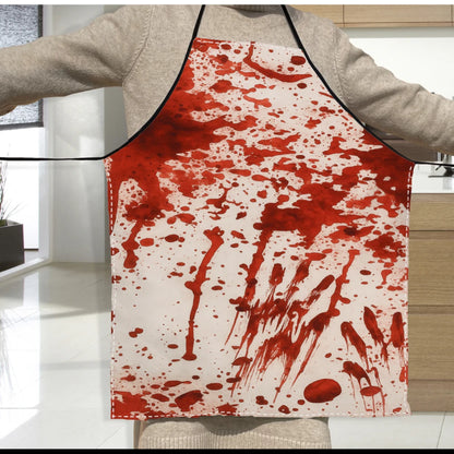Halloween Apron – Blood Splatter & Black Cat Print