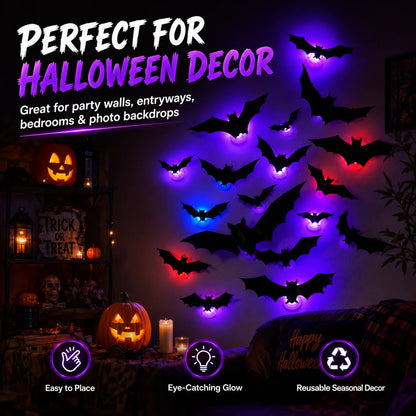 3D Halloween LED Bat Wall Decorations