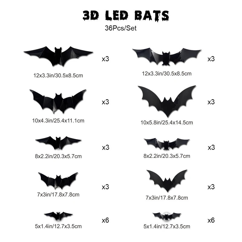 3D Halloween LED Bat Wall Decorations
