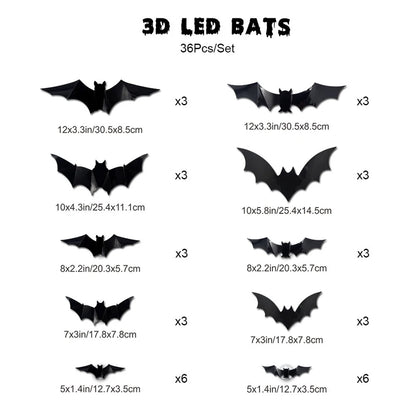 3D Halloween LED Bat Wall Decorations