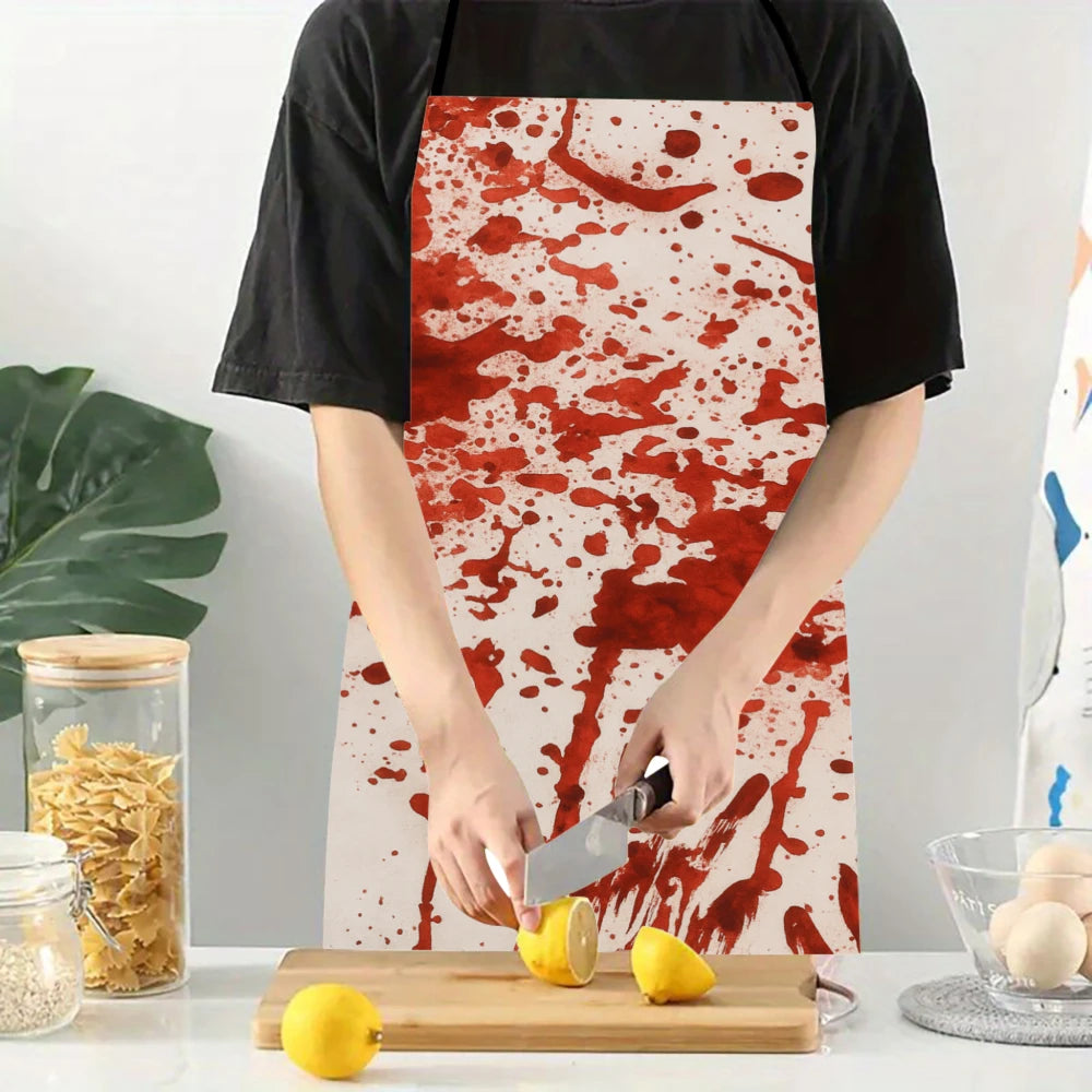 Halloween Apron – Blood Splatter & Black Cat Print