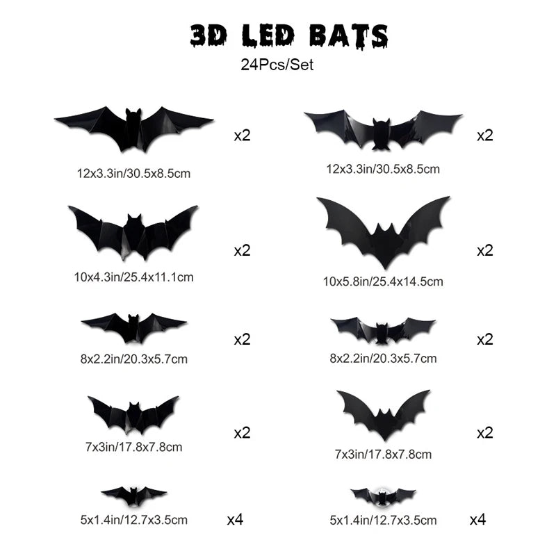 3D Halloween LED Bat Wall Decorations