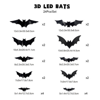 3D Halloween LED Bat Wall Decorations