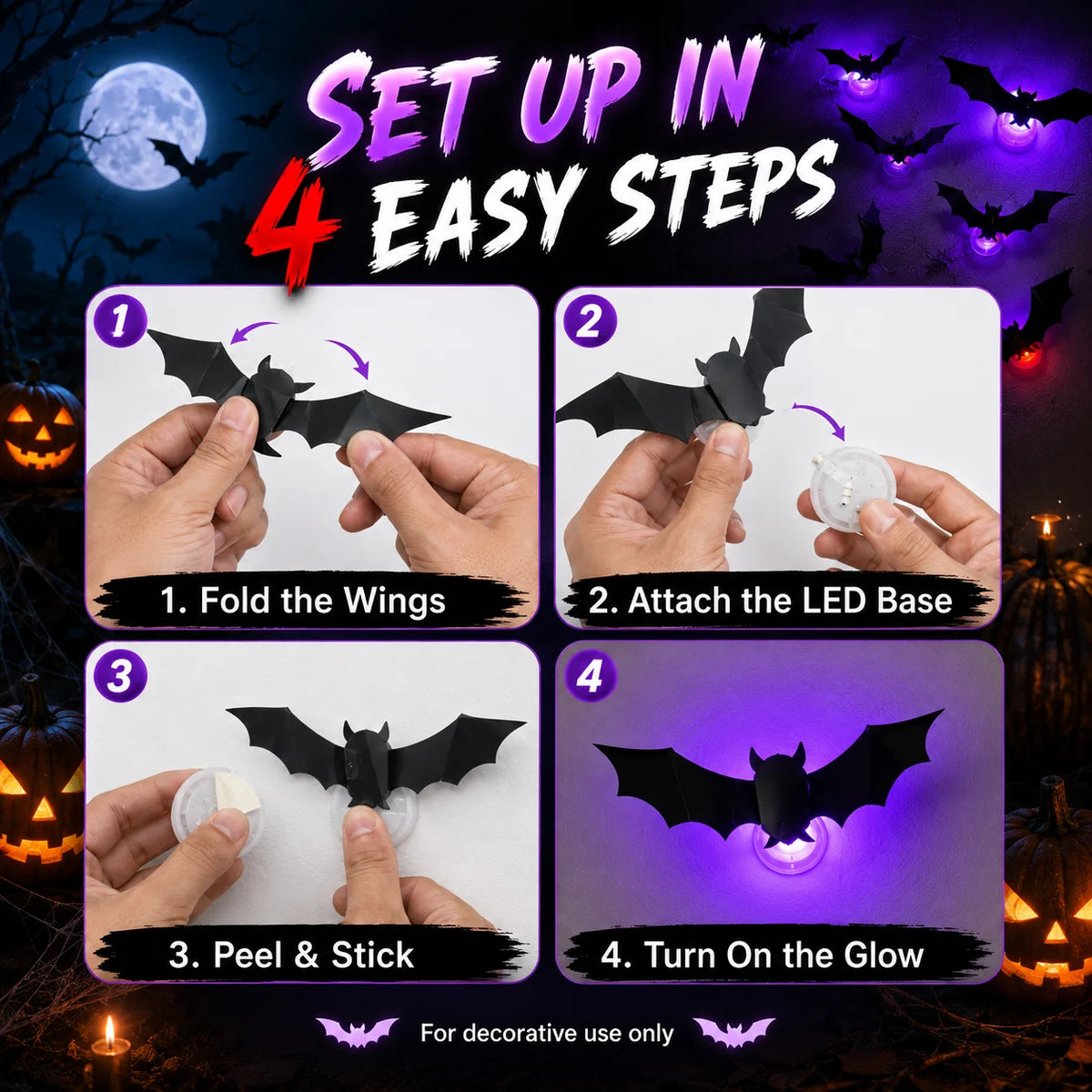 3D Halloween LED Bat Wall Decorations