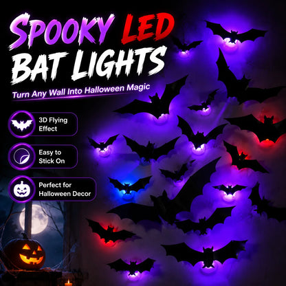 3D Halloween LED Bat Wall Decorations